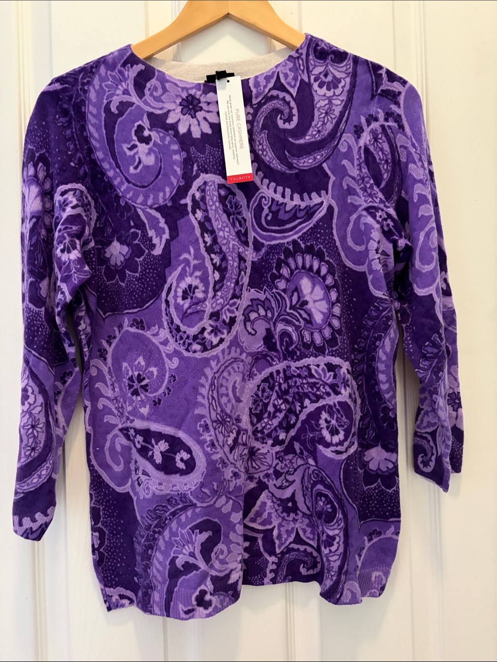 Talbots Purple Paisley Cashmere Sweater